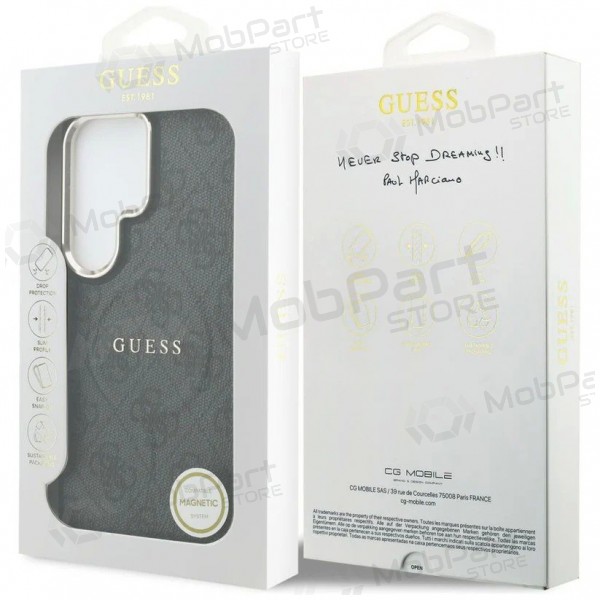 Capa Samsung Galaxy S26 Ultra - Guess PU Leather 4G Gold Frame Magnetic (preta)