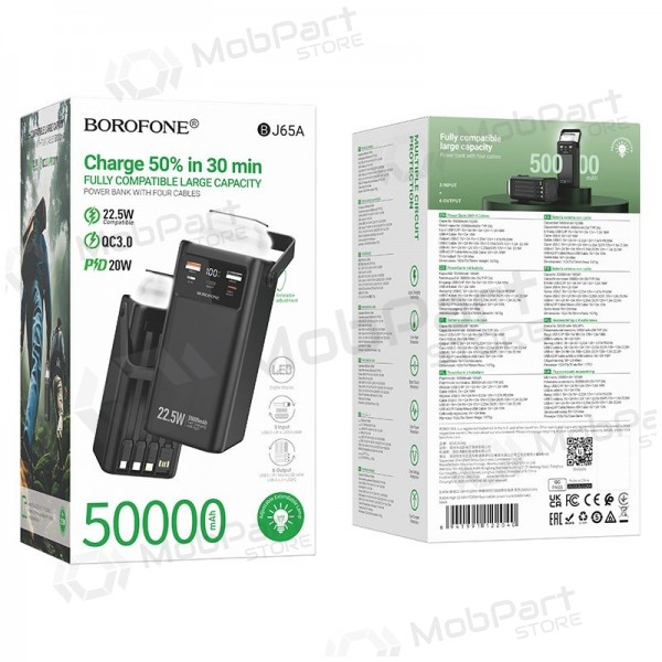 Bateria externa Power Bank Borofone BJ65A 22.5W 50000mAh preto