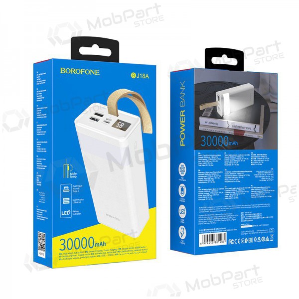 Bateria externa Power Bank Borofone BJ18A 2xUSB 2A 30000mAh branco