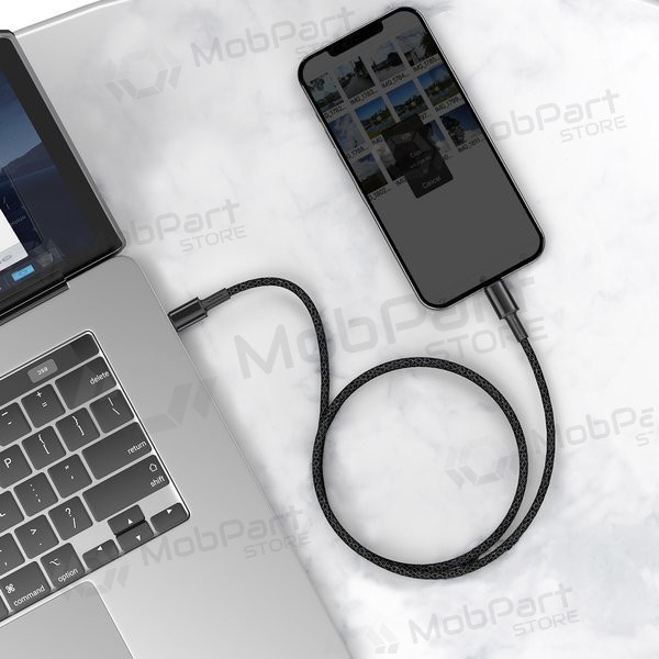 USB cabo Baseus High Density Braided Fast Data PD 20W Type-C - Lightning 1.0m (preto) CATLGD-01