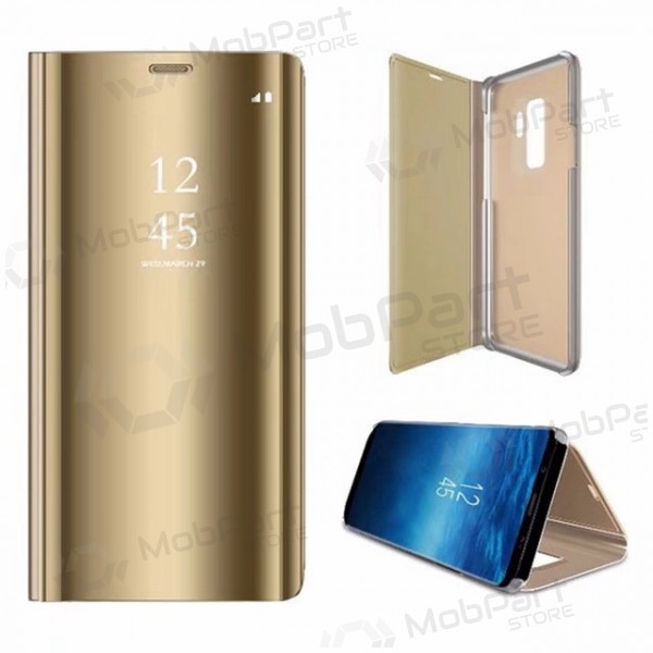 Capa para Apple iPhone XS Max - Clear View Stand Cover (dourada)