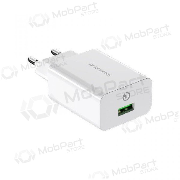 Carregador BOROFONE BA21A Long journey QC3.0 USB 18W (3.6V-6.5V/3A, 6.6V-9V/2A, 9.1V-12V/1.5A) (branco)