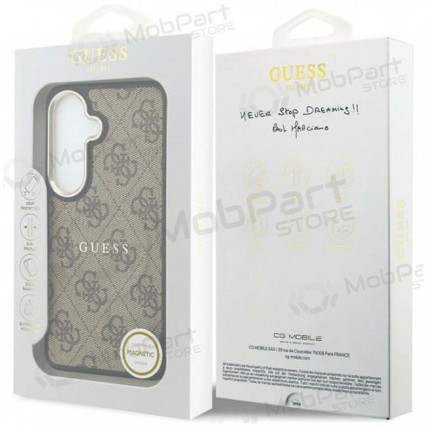 Capa Samsung Galaxy S26 - Guess PU Leather 4G Gold Frame Magnetic (castanho)