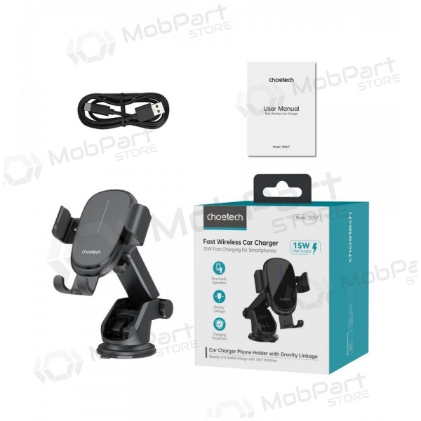 Suporte de telefone para carro com carregamento sem fios CHOETECH T203-F 15 W para painel de instrumentos