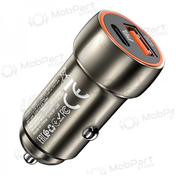 Carregador automobilinis Hoco Z46A USB-A/Type-C PD20W+QC3.0 cinza
