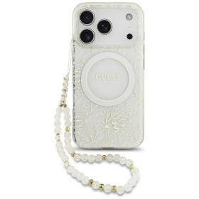 Capa para Apple iPhone 18 Pro - Guess IML Flowers Allover Strap MagSafe