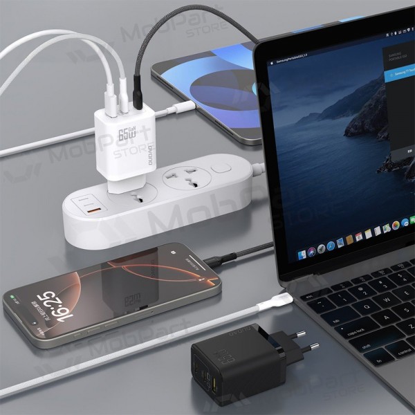 Carregador de telefone Dudao A28PC 45 W GaN 2x USB-C com cabo USB-C de 1 m preto