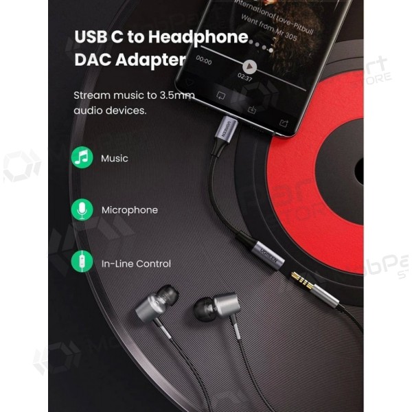Adaptador de áudio Ugreen AV161 USB-C para 3.5 mm cinzento