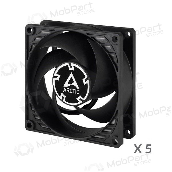 ARCTIC P8 Silent ypač tylūs korpuso ventiliatoriai, 3-pin, 80mm, juodi, 5 unidade.
