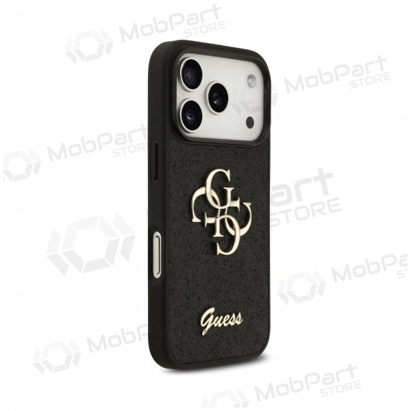 Capa para Apple iPhone 18 Pro Max - Guess PU Fixed Glitter 4G Metal Logo (preta)