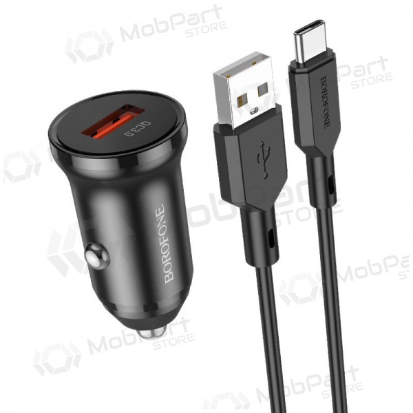 Carregador automobilinis Borofone BZ18 Quick Charge 3.0 18W + Type-C (preto)