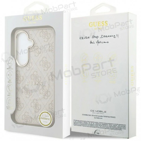 Capa Samsung Galaxy S26 - Guess PU Leather 4G Gold Frame Magnetic (rosa)
