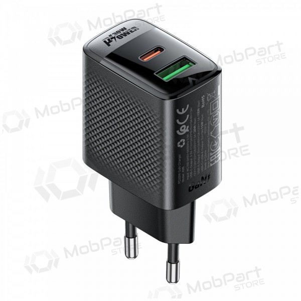 Carregador Acefast A98 30W GaN USB-C/USB-A preto