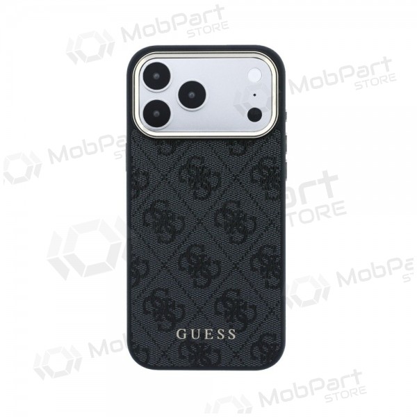 Capa para Apple iPhone 18 Pro Max - Guess PU Leather 4G Gold Frame MagSafe (preta)