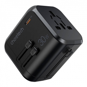 Universal kelioninis carregador Choetech PD5008 30W USB-C/3xUSB-A preto