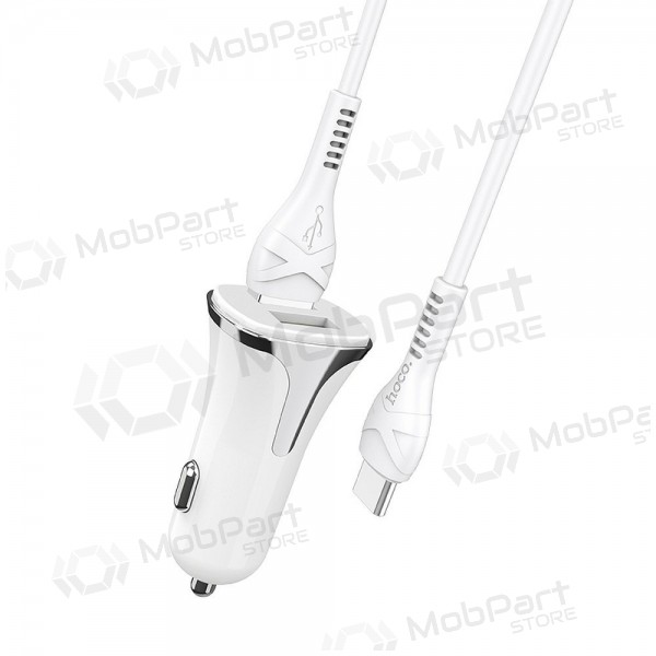 Carregador automobilinis Hoco Z31 Quick Charge 3.0 (3.4A) x 2 USB + Type-C (branco)