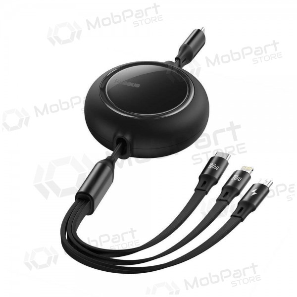 USB cabo Baseus Bright Mirror Type-C - microUSB+Lightning+Type-C 100W 1.2m (preto) CAMLC-AMJ01