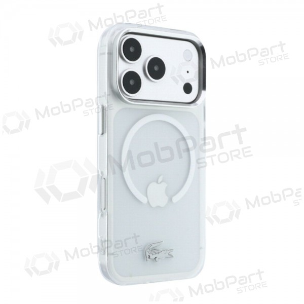 Capa Apple iPhone 18 Pro Max - Lacoste IML Frosted Petit Pique Metal Logo MagSafe (transparente)
