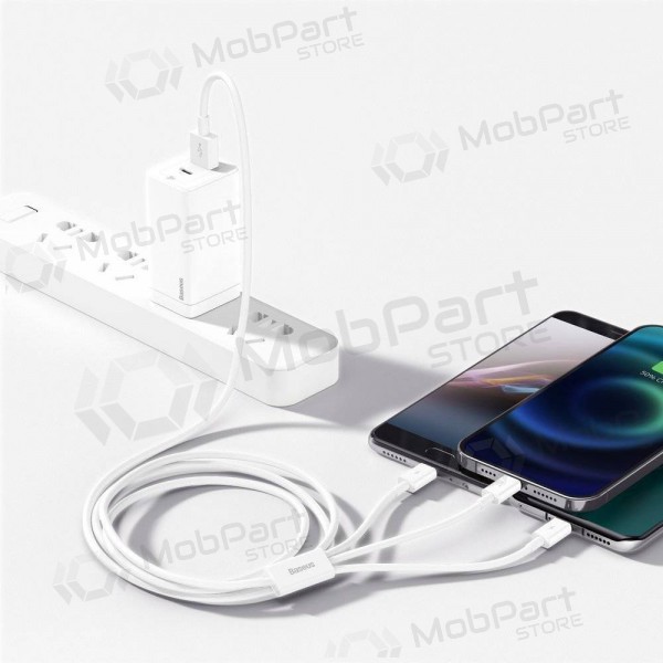 Cabo Baseus Superior USB - microUSB+Lightning+Type-C 3.5A 1.5m (branco) CAMLTYS-02