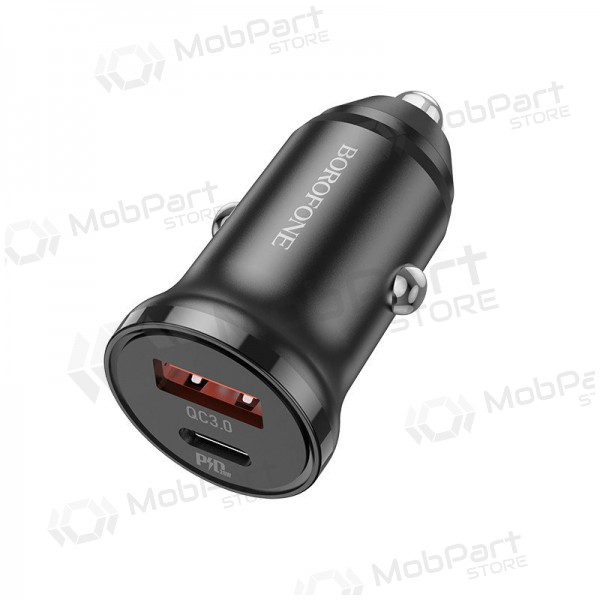 Carregador automobilinis Borofone BZ18A USB-A/Type-C PD20W+QC3.0 (preto)
