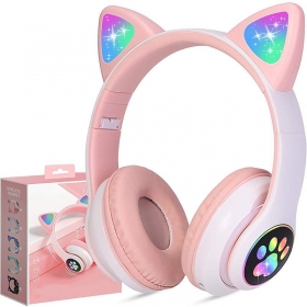 Auscultadores sem fios Cat Glow on-ear com microfone USB-C + 3,5 mm