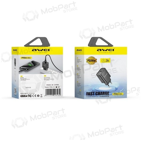 Carregador de telefone Awei PD61-EU 20 W USB-C branco