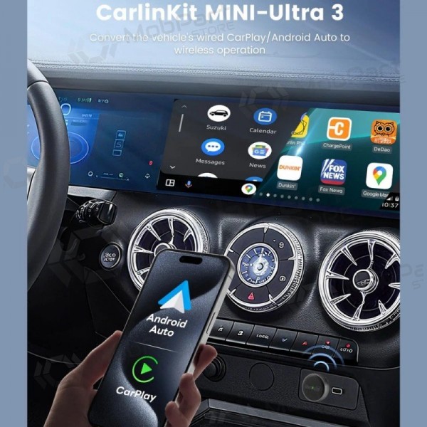 Adaptador CarPlay Carlinkit Mini Ultra3 sem fio Android Auto preto