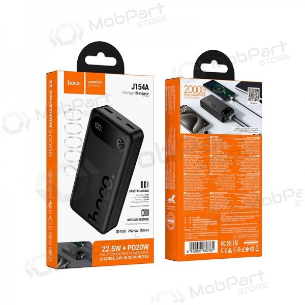 Bateria externa Power Bank Hoco J154A 22.5W 20000mAh preto