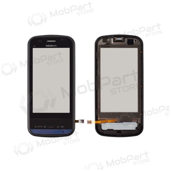 Nokia c6-00 vidro tátil (com moldura) (preto)