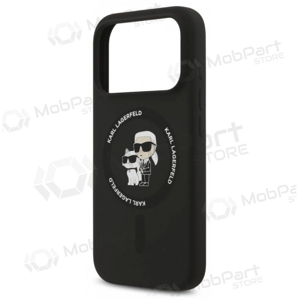 Capa para Apple iPhone 17 Pro - Karl Lagerfeld Liquid Silicone Karl and Choupette MagSafe (preta)