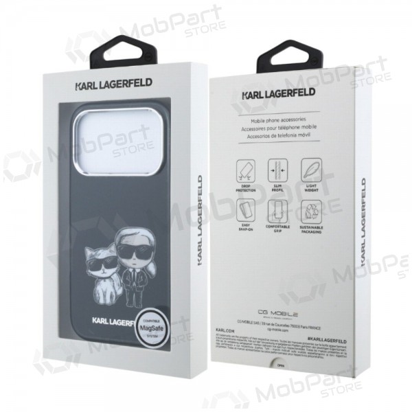Capa para Apple iPhone 18 Pro - Karl Lagerfeld PU Semi Wrap Smooth Sketch Bodies MagSafe (preto)