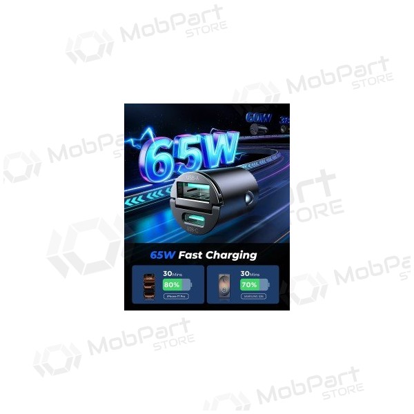 Carregador de telefone para carro Joyroom JR-CCN18 65 W USB-C + USB-A preto