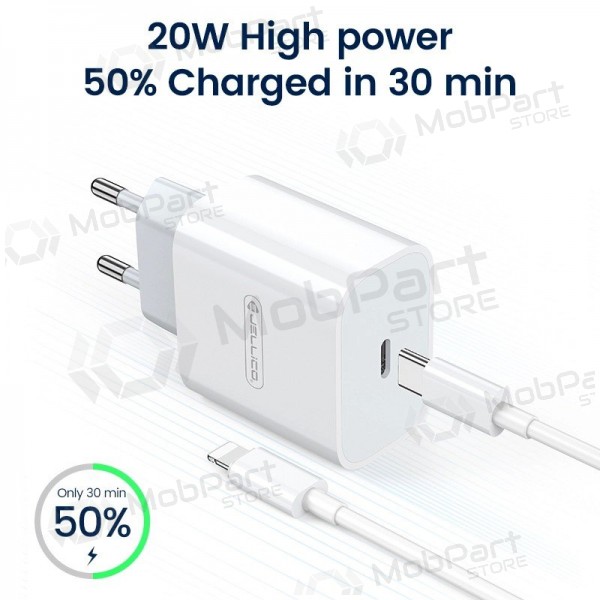 Carregador Jellico AK180 20W USB-C + USB-C to Lightning cable 1.0m branco