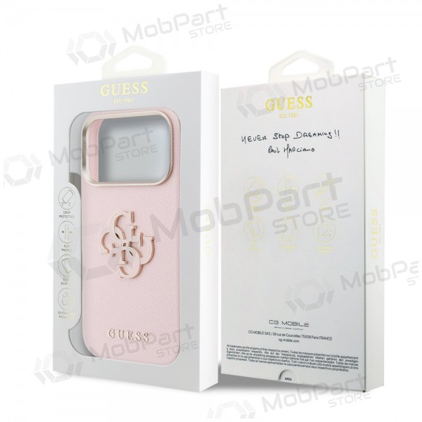 Capa para Apple iPhone 17 Pro Max - Guess PU Grained 4G Resin Metal Logo (rosa)