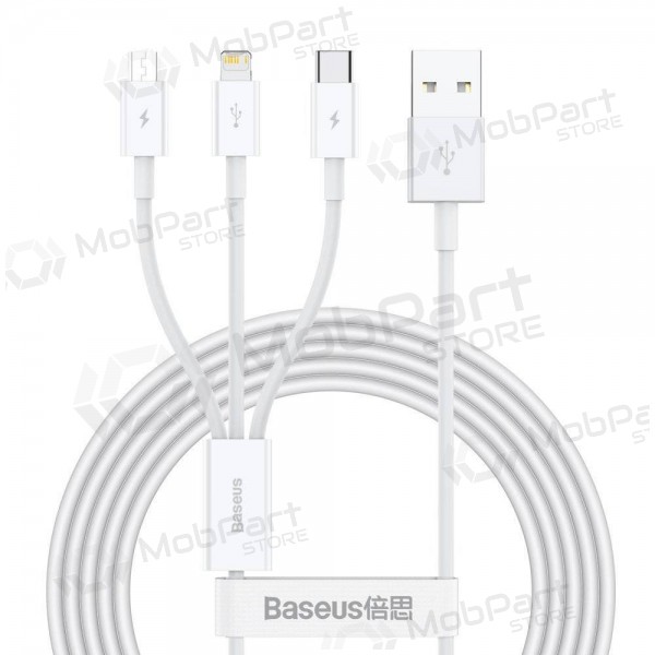 Cabo Baseus Superior USB - microUSB+Lightning+Type-C 3.5A 1.5m (branco) CAMLTYS-02