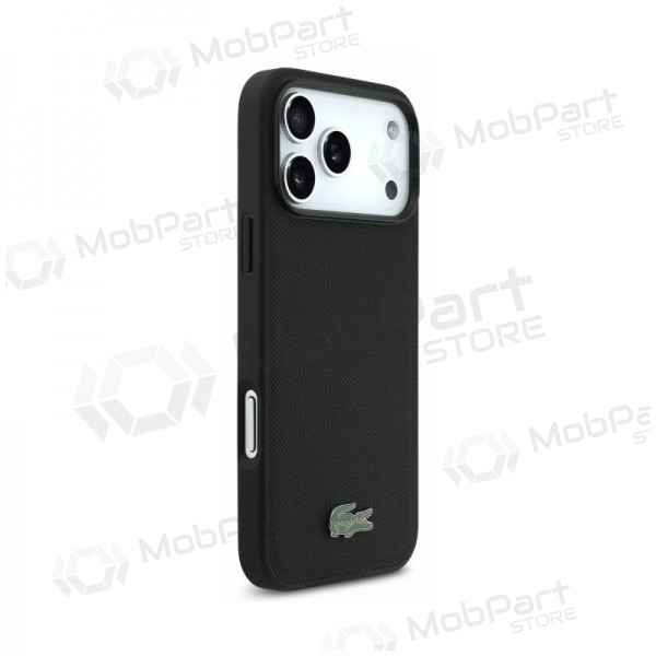 Capa para Apple iPhone 18 Pro Max - Lacoste PVC Petit Pique Semi Wrap Embossed MagSafe (preto)