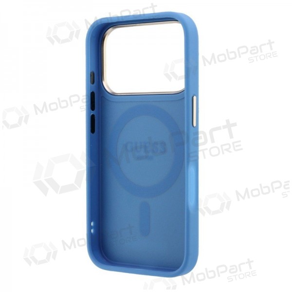 Capa para Apple iPhone 18 Pro - Guess PU 4G Ring Stand MagSafe (azul)