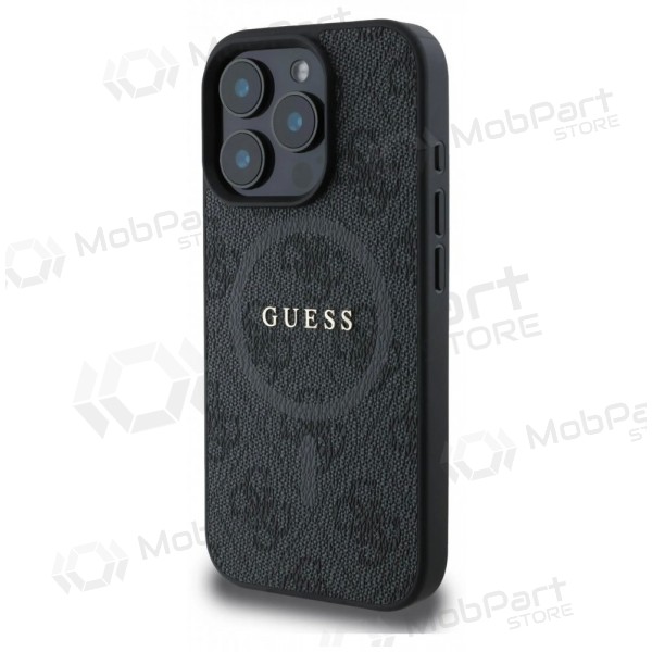 Capa para Apple iPhone 16 Pro Max - Guess PU Leather 4G Colored Ring MagSafe (preta)