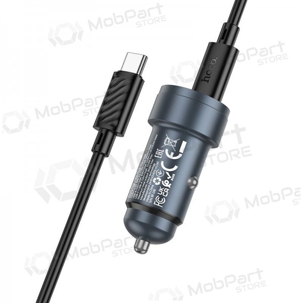 Carregador de telefone para carro Hoco Z57A 30 W USB-C + USB-A com cabo USB-C de 1 m