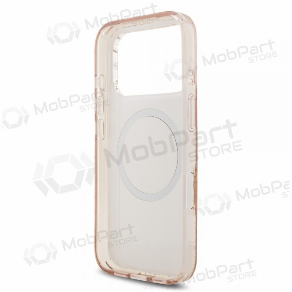 Capa para Apple iPhone 18 Pro - Guess IML Flowers Allover Strap MagSafe (rosa)