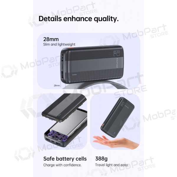Bateria externa Power Bank Awei P19K 5V/2.4A 20000mAh preto