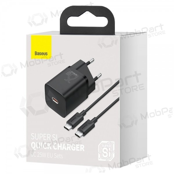Carregador buitinis Baseus Super Si 25W + Type-C 1.0m preto TZCCSUP-L01