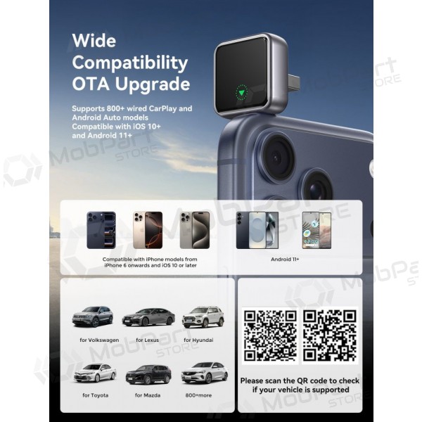 Adaptador CarPlay / Android Auto sem fio Joyroom JR-CP3 preto