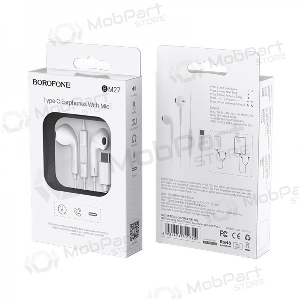 Mãos livres Borofone BM27 Type-C (branco)