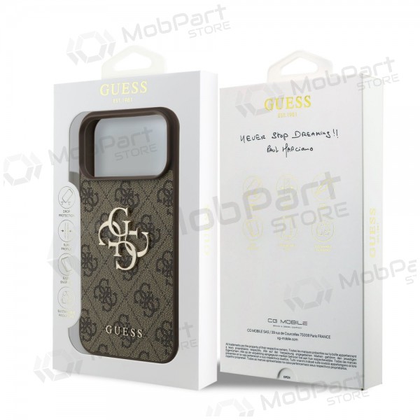 Capa Apple iPhone 17 Pro Max - Guess PU 4G Metal Logo (castanho)
