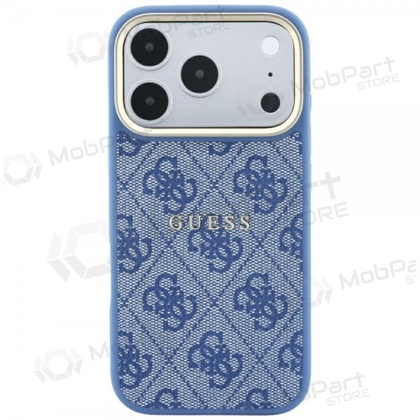 Capa para Apple iPhone 18 Pro - Guess PU Leather 4G Gold Frame Embossed MagSafe (azul)