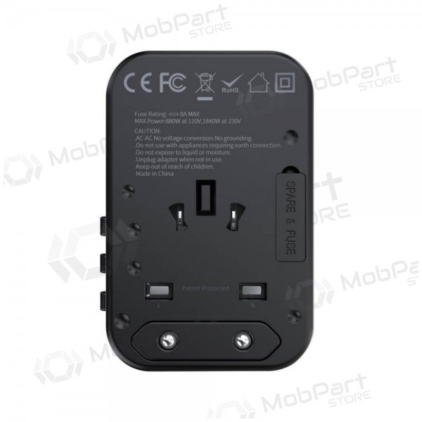 Universal kelioninis carregador Choetech PD5009 65W 2xUSB-C/USB-A preto