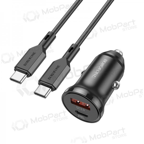 Carregador automobilinis Borofone BZ18A USB-A/Type-C PD20W+QC3.0 + Type-C (preto)