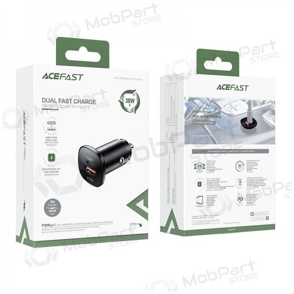 Carregador automobilinis Acefast B1 Mini 38W USB-C+USB-A preto