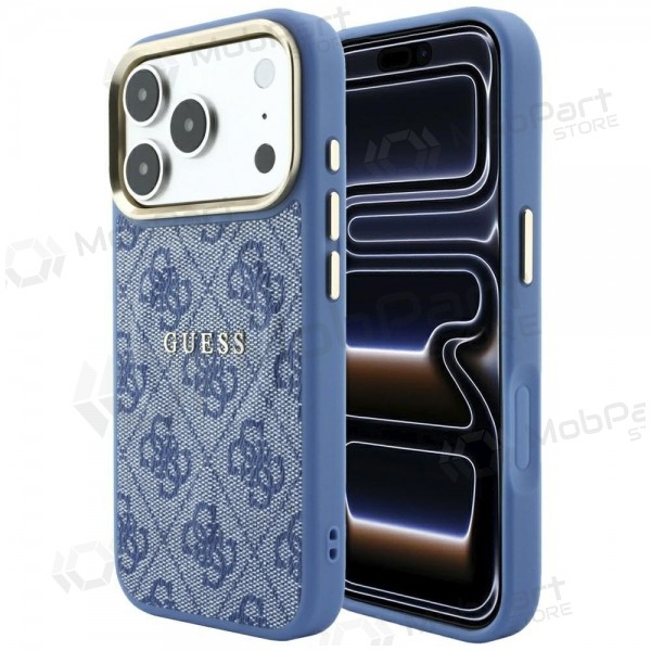 Capa para Apple iPhone 18 Pro - Guess PU Leather 4G Gold Frame Embossed MagSafe (azul)